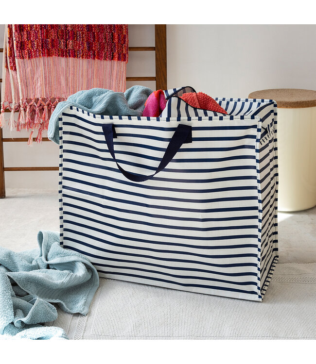 Big storage bag recycled plastic - Nautical stripes 55cm