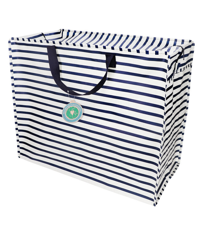 Big storage bag recycled plastic - Nautical stripes 55cm