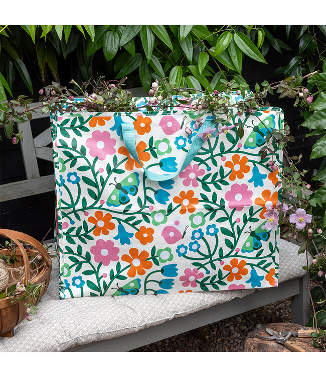 Grote opbergtas XL - Esmee bloemen - gerecycled plastic 55cm