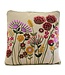 Only Natural Cushion khaki with crochet flowers - green piping -  45x45cm