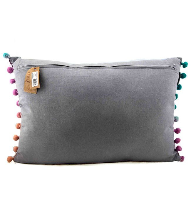 Pillow crochet flowers pink, purple, yellow 40x60 cm