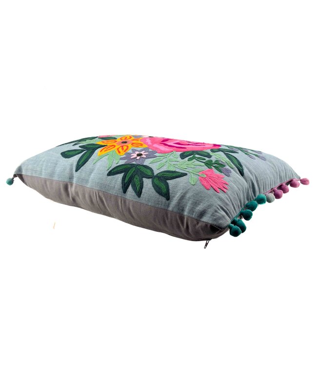 Pillow crochet flowers pink, purple, yellow 40x60 cm