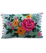 Only Natural Sierkussen geborduurd Bloemen blauw-roze-paars-geel 40x60cm