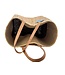 Straw bag natural with brown leather handles