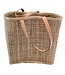Gone Arty Rieten tas van naturel palmblad met leren handvaten