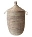 Teranga Straw basket with lid traditional shape White - XL