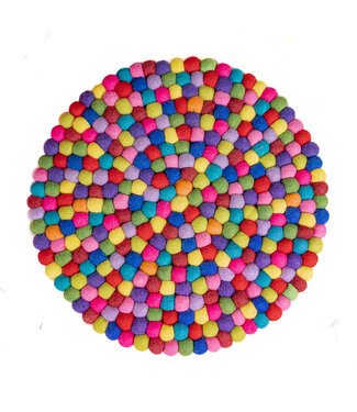 SjaalmetVerhaal Felt round coaster/ cushion multicolour D40 cm - bright
