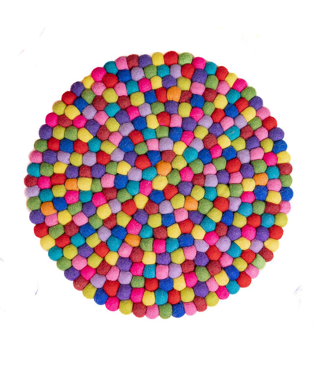 Felt round coaster/ cushion multicolour D40 cm - bright