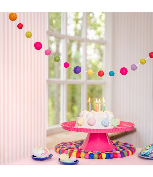 Vilten kleedje / kussen bolletjes rond multicolour doorsnede 40 cm - bright