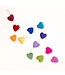 Felt garland - 12 hearts multicolour - length 150 cm