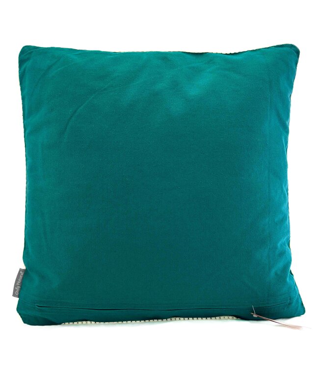 Sierkussen velours fuchsia gehaakt bloemenhart 45x45 cm