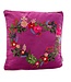 Cushion velour fuchsia crochet flower heart 45x45cm