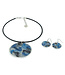 Capiz necklace in silver setting blue-black