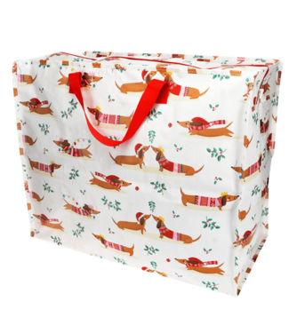 Rex London Grote opbergtas XL Teckels Kerst gerecycled plastic 55 cm