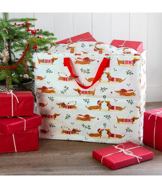 Big storage bag recycled plastic 55cm Sausage dogs - Copy