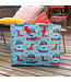 Big storage bag blue with Sausage dogs in Summer - recycled plastic 55cm
