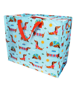 Rex London Grote opbergtas XL Teckels - blauw Zomer gerecycled plastic 55 cm