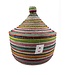 Straw basket tajine shape multicolour stripes