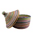 Straw basket tajine shape multicolour stripes