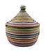 Teranga Straw basket tajine shape multicolour stripes