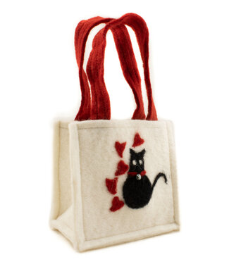 Fair Forward Felt girls white handbag with cat