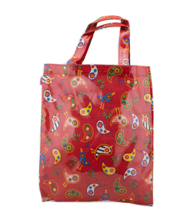 Kindertas rood plastic met vogels