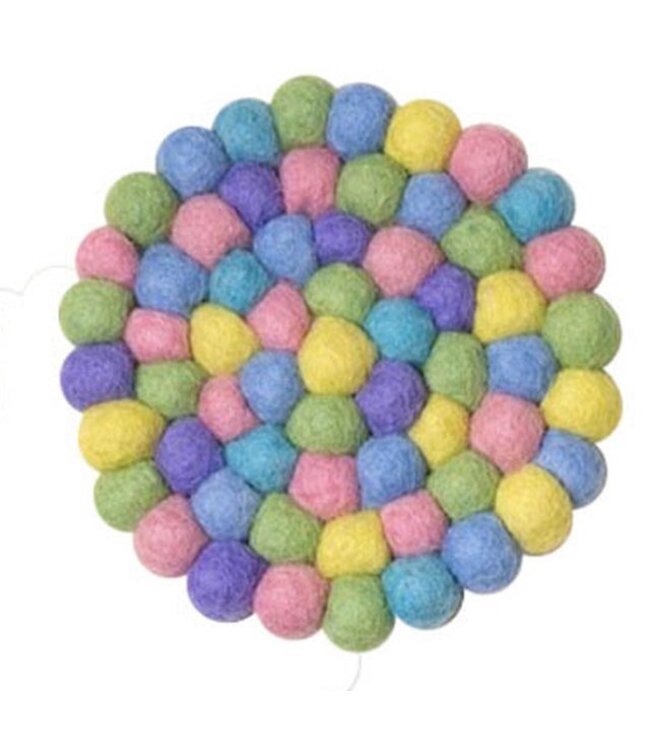Felt coaster round 9 cm - pastel colours