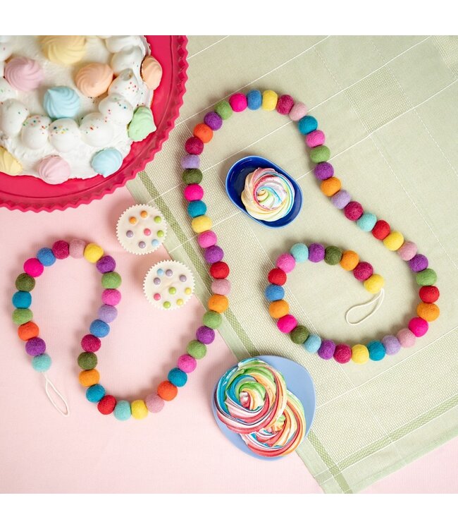 Slinger vilten bolletjes multicolour - lengte 200cm