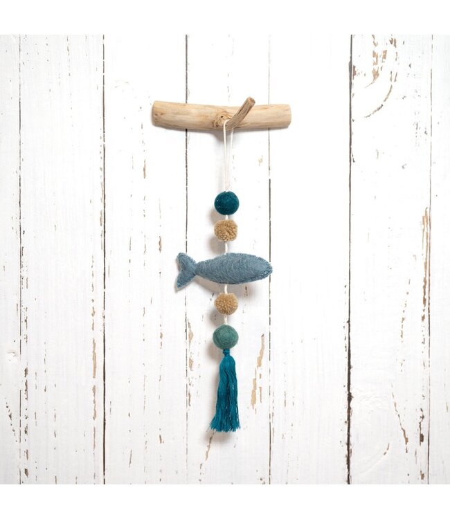 Vilten slinger Vis blauw - 30 cm