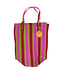 Shopper recycled plastic 37x18x59cm fuchsia-red-yellow stripes