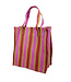 Rex London Shopper gerecycled plastic 37x18x59cm fuchsia-rood-geel gestreept