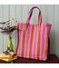 Shopper recycled plastic 37x18x59cm fuchsia-red-yellow stripes