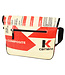Schoudertas - messegenr bag - gerecyclede cementzak rood-beige 35x25x12cm