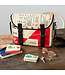 Schoudertas - messegenr bag - gerecyclede cementzak rood-beige 35x25x12cm