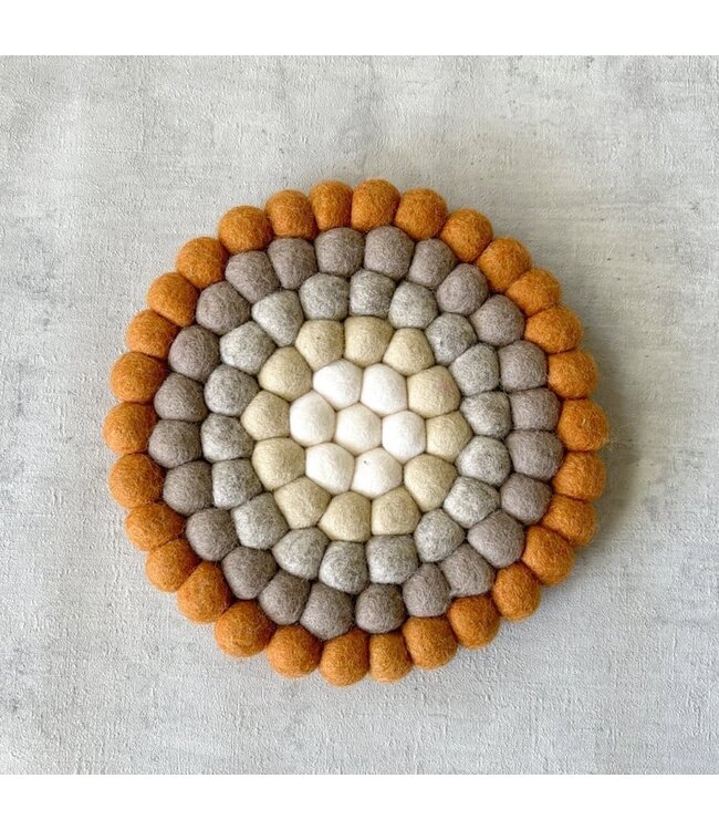 Onderzetter vilt rond cognac bruin-grijs-wit D20 cm