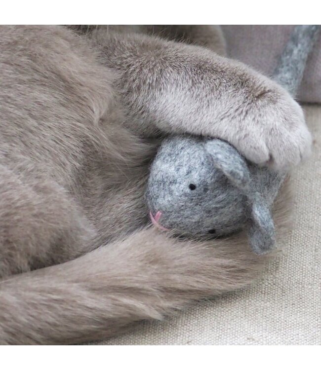 Vilten muis in grijs of wit