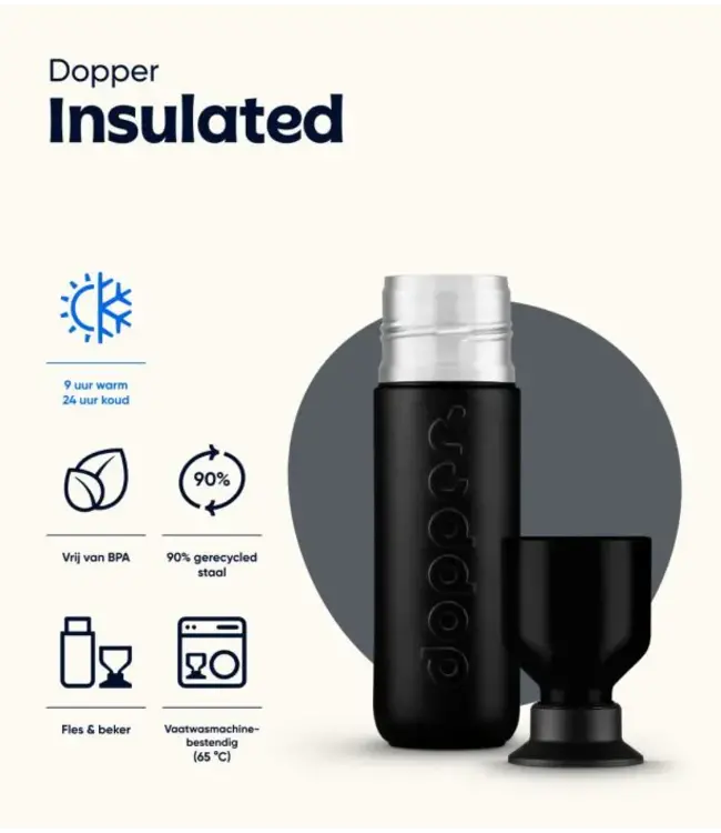 Dopper steel insulated bottle 580 ml - Blazing black