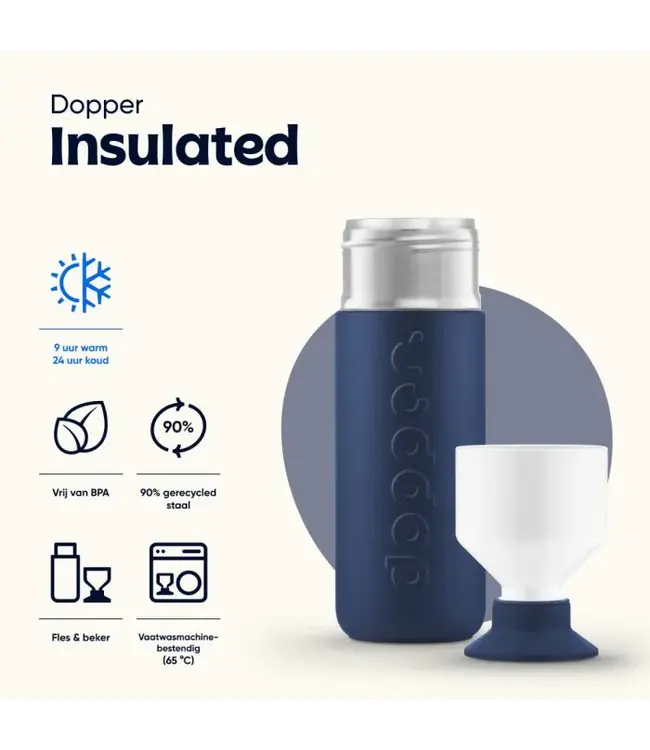 Dopper steel insulated bottle and cup 580 ml - Breaker Blue