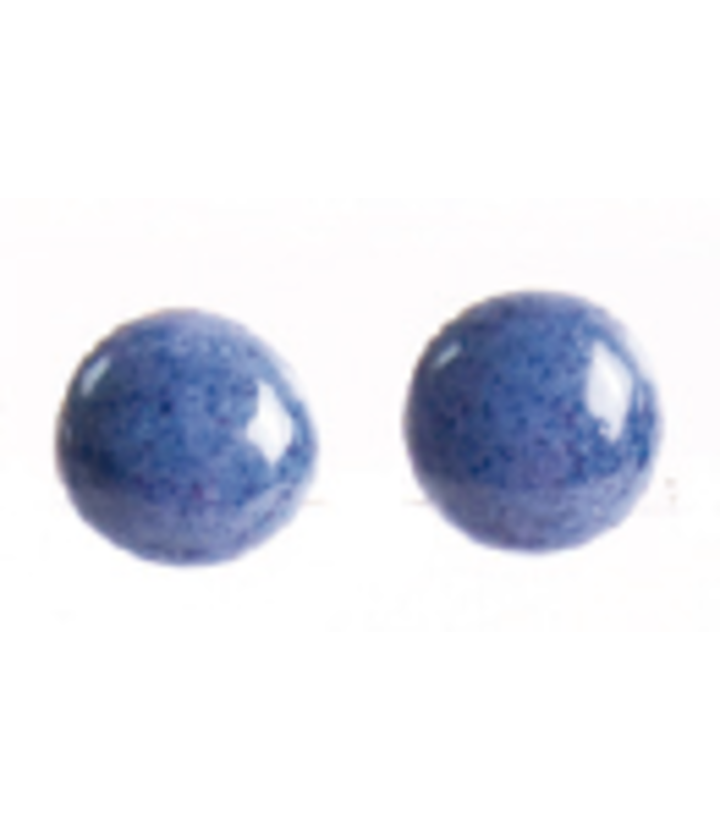 Ear studs round blue ceramic