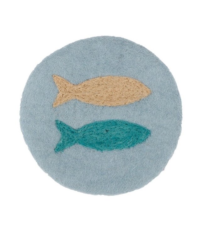 Coaster 20 cm round Beachlife with fish