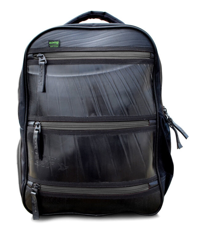 Rubber backpack H45x W33cm with grey zippers