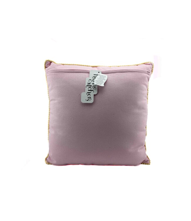 Cushion pink with white woolen sheep 45x45 cm