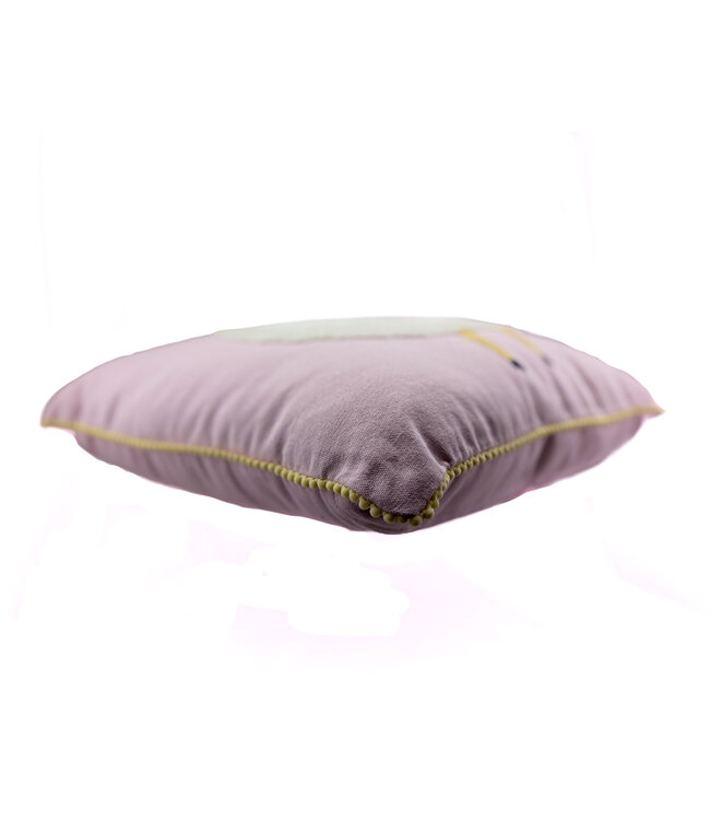 Cushion pink with white woolen sheep 45x45 cm