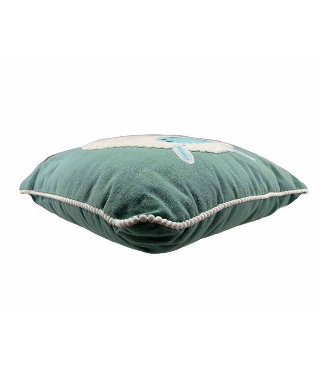 Cushion turquoise blue with white sheep - 45x45 cm