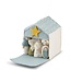 Felt nativity scene - ice blue - stable with 12-pieces - H 15 cm