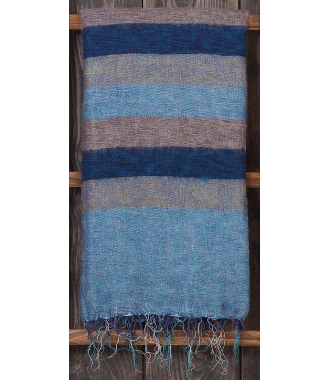 Plaid 240 x 120 cm katoen (wol-look) denimblauw-donkerblauw