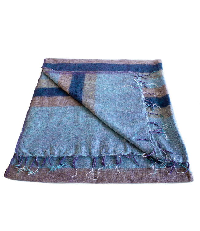 Plaid 240x120 cm (wool-look) denim blue-dark blue