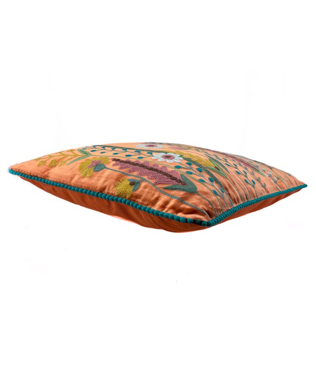 Pillow velour flower garden 35 x 50 cm - orange