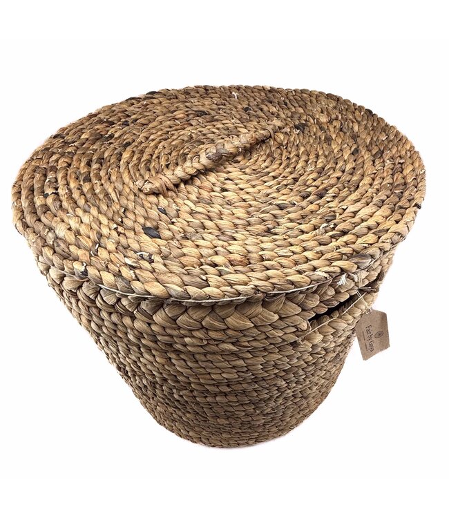 Grote mand waterhyacint rond met deksel H45xD45cm