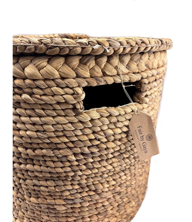 Basket water hyacinth rectangled with handles L40xW29xH25cm